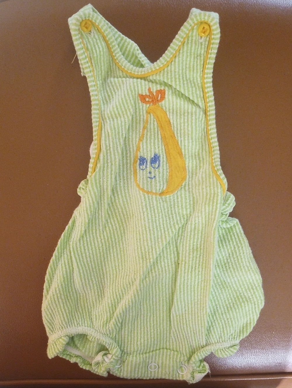 Carter's Vintage Retro Colorful Striped Onesie w/ Embroidered Pear, 12 Months